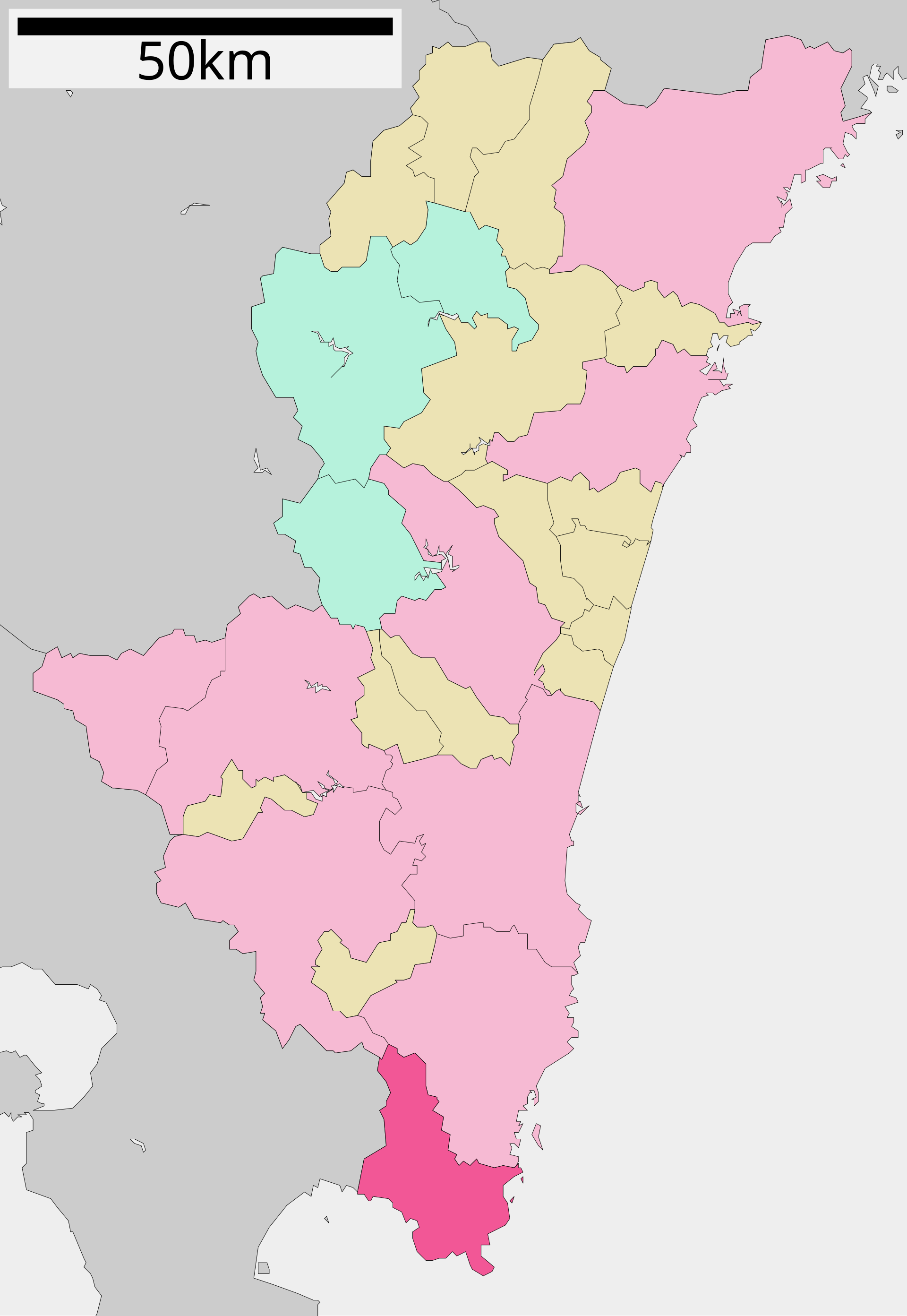 宮崎県内における串間市の位置