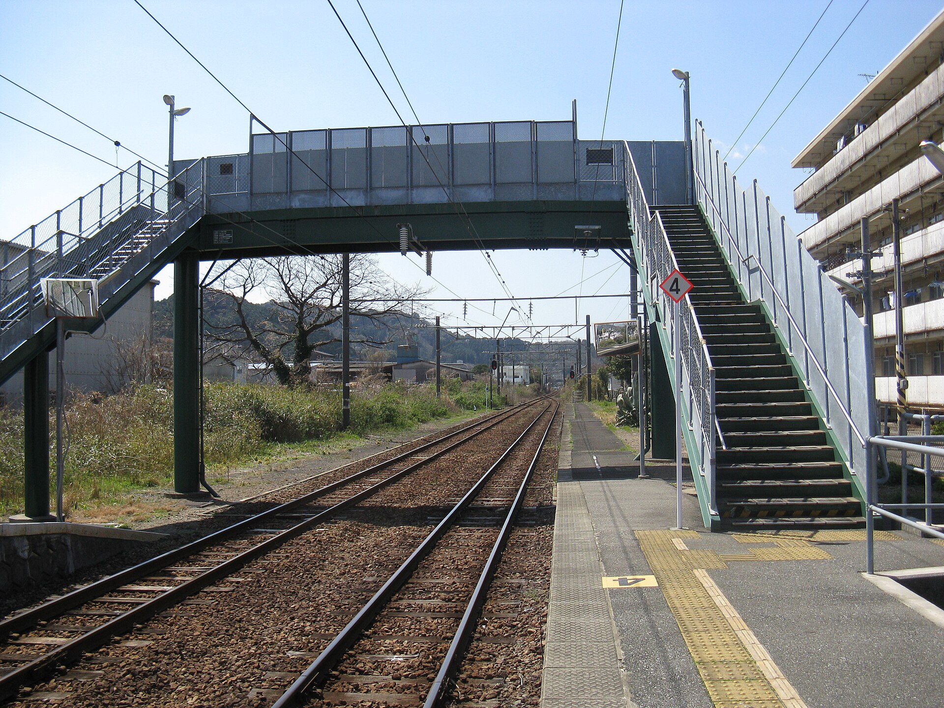 土々呂駅のホームと跨線橋