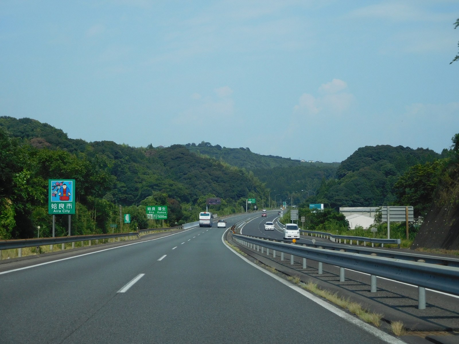 九州自動車道の姶良市と鹿児島市境付近