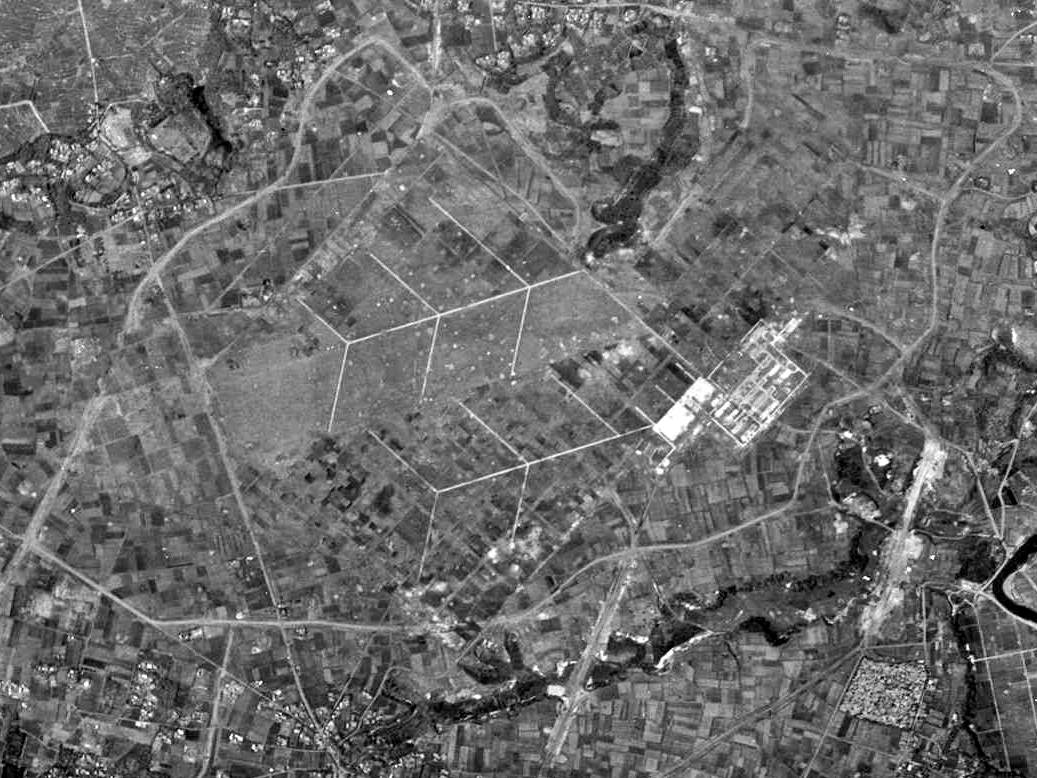 終戦直後に撮影された都城西飛行場跡周辺の空中写真